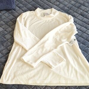 Elegant Cream Ribbed Blouse